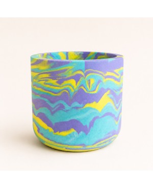 Bougie en jesmonite violet, vert & jaune