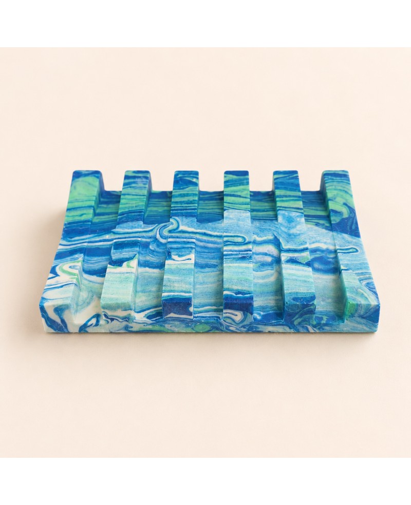 porte savon jesmonite bleu & vert