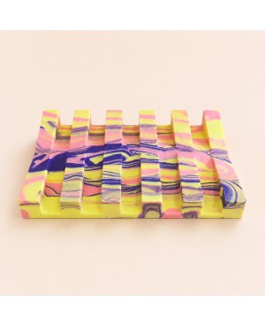 porte savon jesmonite jaune rose violet