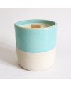 Bougie parfumée, pot en céramique émaillée bleu