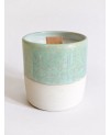 Bougie parfumée, pot en céramique émaillée bleu