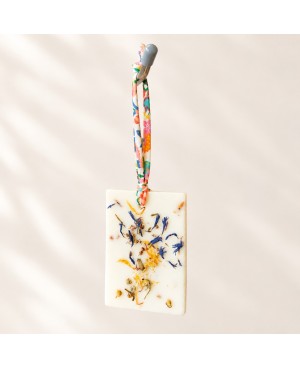 Cire parfumée ambre ou fleur d'oranger, cordon en véritable tissu Liberty