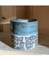 Bougie parfumée, pot en grès bleu + frise
