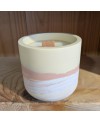 Bougie parfumée, pot en jesmonite jaune, terracotta et blanc